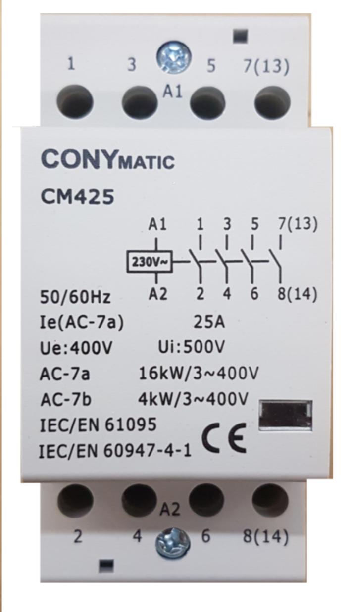 CM425-230V-4NA  CONTACTOR MODULAR 4P 25A CONTROL A 230V CONTACTOS 4NO